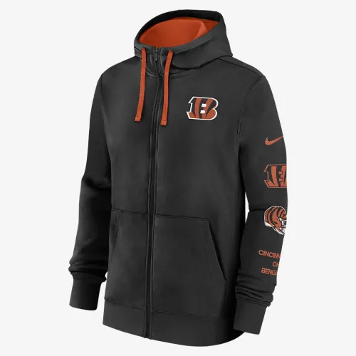 Cincinnati Bengals Club чоловічі Nike NFL Full-Zip Толстовка з капюшоном колір чорний
