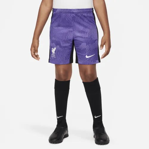 Liverpool FC 2023/24 Stadium Third Big детские Nike Dri-FIT Soccer шорты цвет фиолетовый