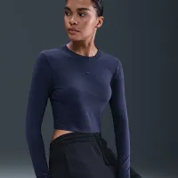 Nike Sportswear Chill Knit женская Slim Long-Sleeve Cropped Top синий