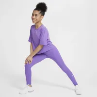 Nike One Relaxed Big дитячі (Girls') Dri-FIT Short-Sleeve Top колір фіолетовий