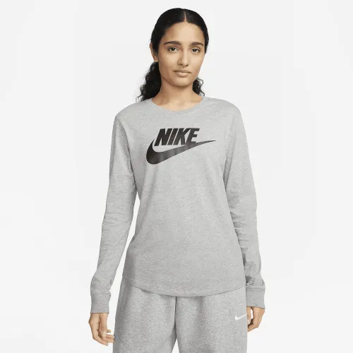 Nike Sportswear Essentials женская Long-Sleeve Logo футболка цвет серый