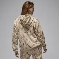 Nike Jordan Brooklyn Fleece жіноча Printed Pullover колір коричневий