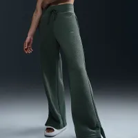 Nike Sportswear Phoenix Plush женская С высокой Талией Wide-Leg Cozy Fleece Pants цвет зеленый