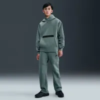 Nike Sportswear Tech Fleece Big детские (для мальчиков) оверсайз Pullover Толстовка с капюшоном цвет серый