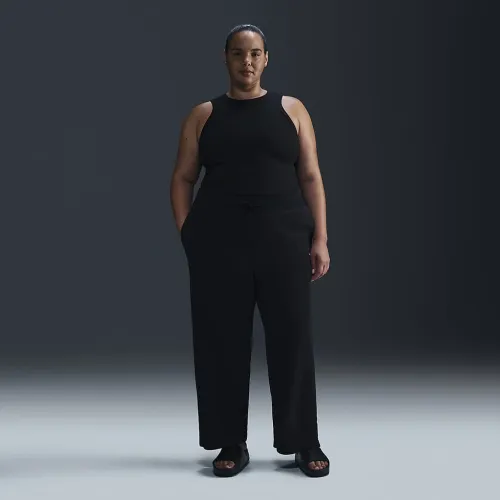 Nike Sportswear Phoenix Plush женская С высокой Талией Wide-Leg Cozy Fleece Pants (большие размеры) цвет черный