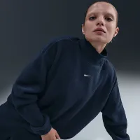 Nike Sportswear Phoenix Plush жіноча Cozy Fleece оверсайз Mock-Neck Top блакитний