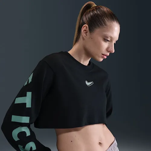 Nike Sportswear жіноча оверсайз Long-Sleeve Cropped футболка колір чорний