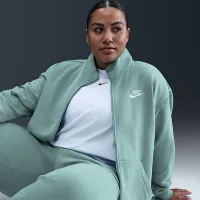 Nike Sportswear Club Fleece женская Loose Track Куртка (большие размеры) цвет зеленый