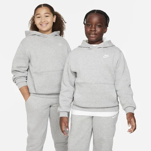 Nike Sportswear Club Fleece Big детские Pullover Толстовка с капюшоном (Extended Size) цвет серый