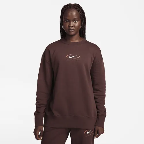 Nike Sportswear Phoenix Fleece женская оверсайз Crew-Neck свитшот цвет коричневый