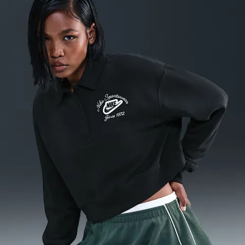 Nike Sportswear Phoenix Fleece женская Loose Collaцвет красный Pull-Over Top цвет черный