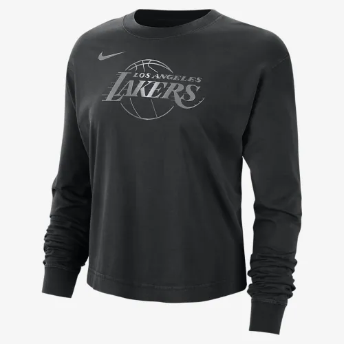 Los Angeles Lakers Courtside женская Nike NBA Shine Boxy Long-Sleeve футболка цвет черный