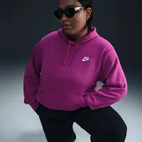 Nike Sportswear Club Fleece женская Pullover Толстовка с капюшоном (большие размеры) цвет фиолетовый
