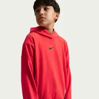 Nike Pro Big дитячі (для хлопчиків) Dri-FIT Fleece Pullover Толстовка з капюшоном колір червоний
