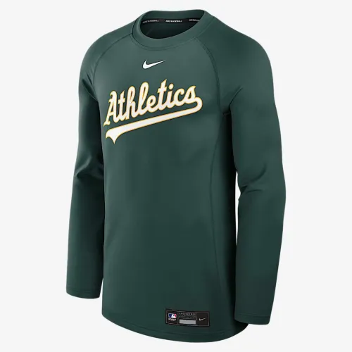 Athletics Authentic Collection Game Time мужские Nike Dri-FIT MLB Pullover Crew цвет зеленый