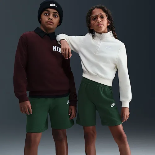 Nike Sportswear Club Fleece Big дитячі French Terry шорти колір зелений