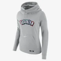Brooklyn Nets Club City Edition женская Nike NBA Fleece Funnel-Neck Толстовка с капюшоном цвет серый