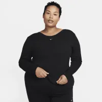 Nike Sportswear Chill Knit Women's Tight Scoop-Back Long-Sleeve Mini-Rib Top (Plus Size) Black