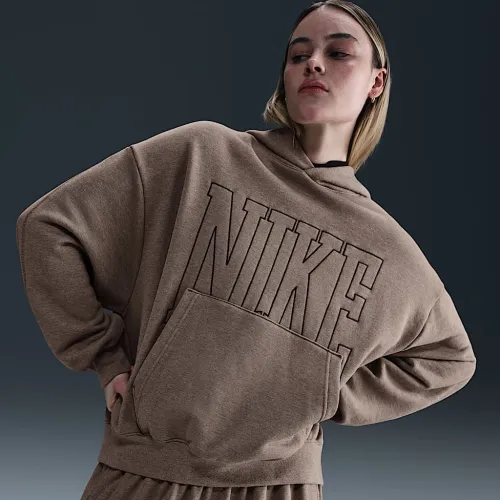 Nike Sportswear женская Over-оверсайз French Terry Pullover Толстовка с капюшоном цвет коричневый