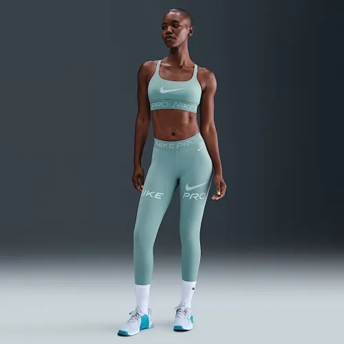 Nike Pro женская Mid-Rise 7/8 Mesh-Panel Graphic лосины цвет зеленый