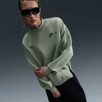 Nike Sportswear Tech Fleece женская оверсайз Crew-Neck свитшот цвет зеленый