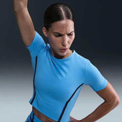 Nike One Fitted жіноча Dri-FIT Short-Sleeve Top блакитний