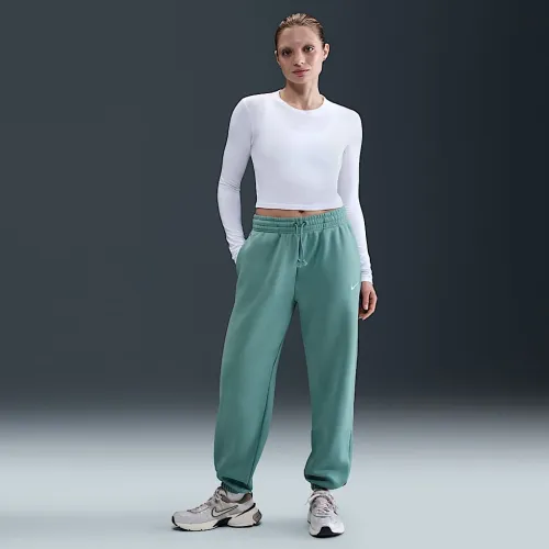 Nike Sportswear Phoenix Fleece женская С высокой Талией оверсайз Sweatpants цвет зеленый