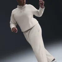 Nike Sportswear Phoenix Plush женская С высокой Талией Wide-Leg Cozy Fleece Pants (большие размеры) цвет коричневый