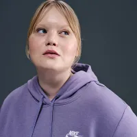 Nike Sportswear Club Fleece женская Pullover Толстовка с капюшоном (большие размеры) цвет фиолетовый