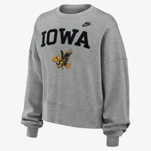 Iowa Hawkeyes Legacy Classic Arch женская Nike College Pullover Crew цвет серый