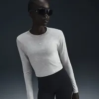 Nike Sportswear Chill Knit женская Slim Long-Sleeve Cropped Top цвет серый