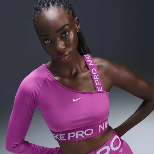 Nike Pro Shine жіноча Dri-FIT Asymmetrical Cropped Top колір фіолетовий