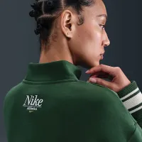 Nike Sportswear Phoenix Fleece женская оверсайз 1/4-Zip Long свитшот цвет зеленый