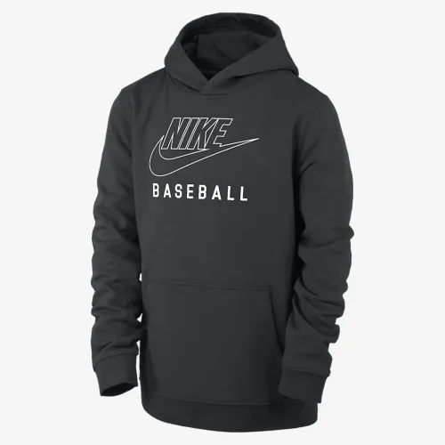 Nike Swoosh Club Fleece Big детские Baseball Pullover Толстовка с капюшоном цвет черный