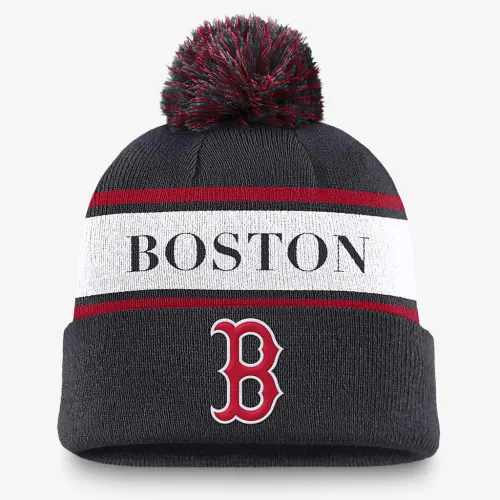 Boston колір червоний Sox Team Stripe Peak чоловічі Nike MLB Cuffed Pom Beanie блакитний