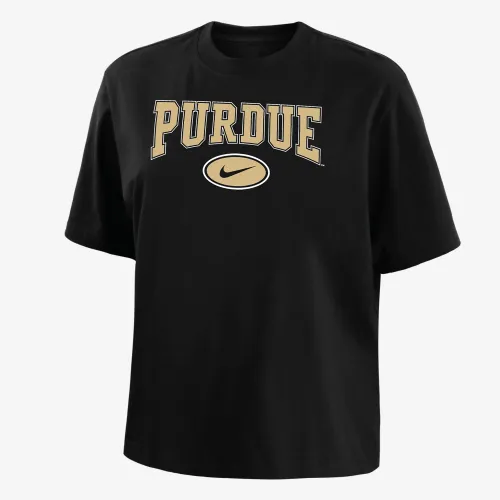 Purdue женская Nike College Boxy футболка цвет черный