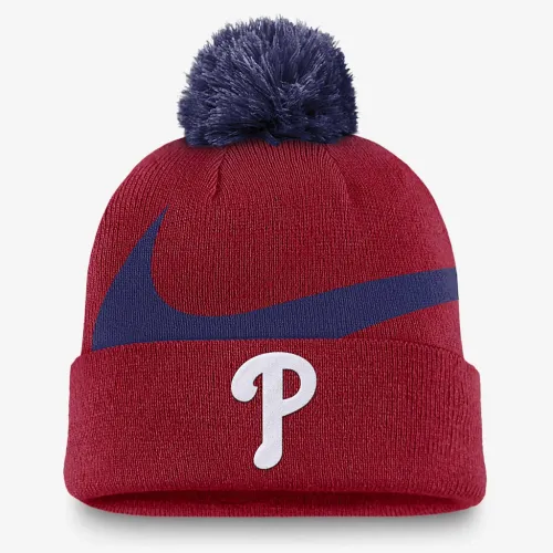 Philadelphia Phillies Peak чоловічі Nike MLB Cuffed Pom Beanie колір червоний