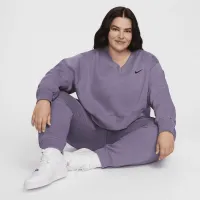 Nike Sportswear Phoenix Fleece жіноча оверсайз Cropped V-Neck Top (великі розміри) колір фіолетовий