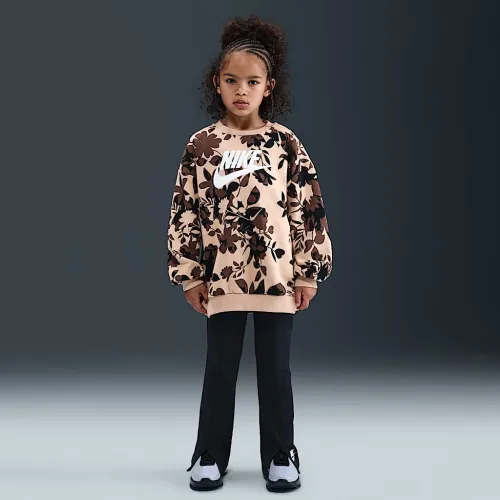 Nike Little детские Floral Camo Crew and лосины набор цвет черный