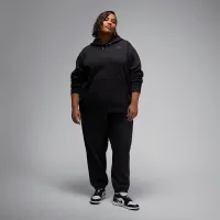 Nike Jordan Flight Fleece женская Satin-Lined Pullover Толстовка с капюшоном (большие размеры) цвет черный