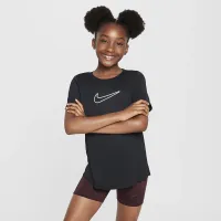 Nike One Fitted Big дитячі (Girls') Dri-FIT Short-Sleeve Top колір чорний