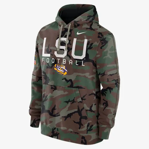 LSU Tigers Military Appreciation Club Men’s Nike College Pullover Толстовка з капюшоном колір зелений