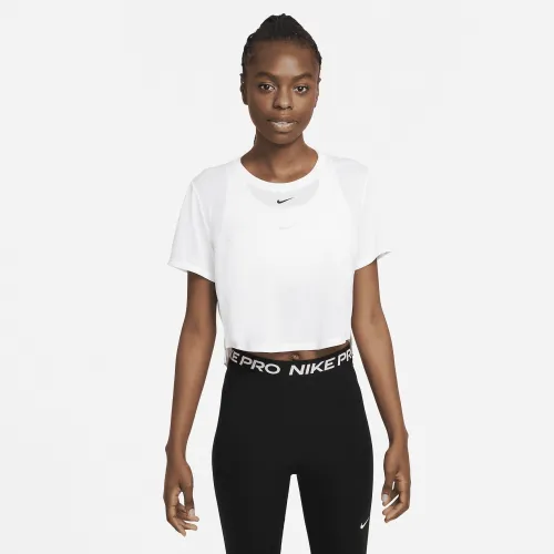 Nike Dri-FIT One женская Standard Fit Short-Sleeve Cropped Top цвет белый