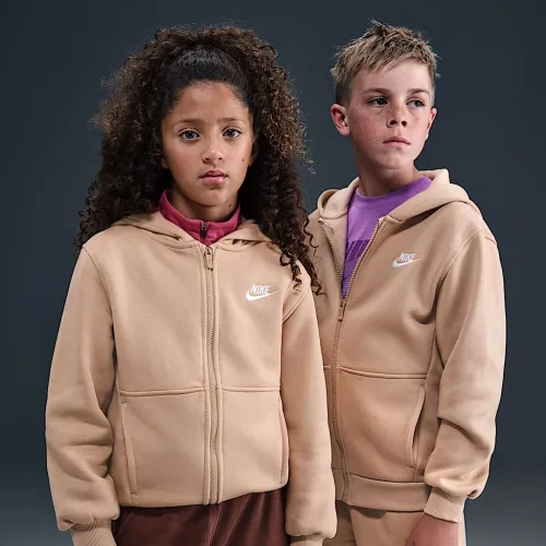 Nike Sportswear Club Fleece Big детские Full-Zip Толстовка с капюшоном цвет коричневый