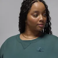 Nike Jordan Flight Fleece женская Crew-Neck свитшот (большие размеры) цвет зеленый
