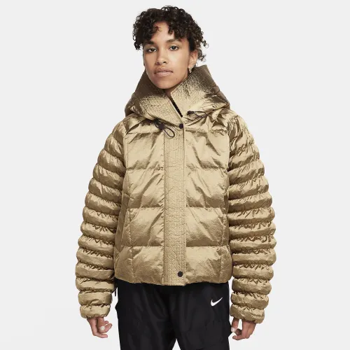 Nike Sportswear Swoosh Puffer Shine PrimaLoft® женская Therma-FIT оверсайз Hooded Куртка цвет коричневый
