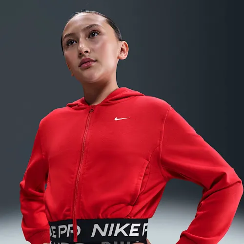 Nike Pro Fleece Big детские (Girls') Dri-FIT Full-Zip Толстовка с капюшоном цвет красный