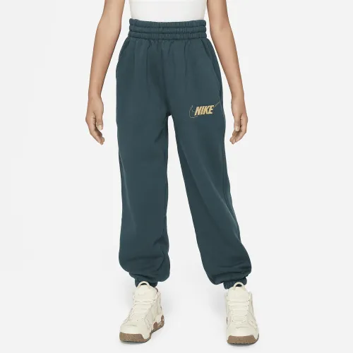 Nike Sportswear Club Fleece Big детские (Girls') Loose Pants цвет зеленый