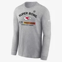 Kansas City Chiefs Super Bowl LIX Bound Team Logo мужские Nike NFL Long-Sleeve футболка цвет серый