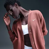Nike Sportswear Phoenix Fleece женская оверсайз Long Cardigan цвет коричневый